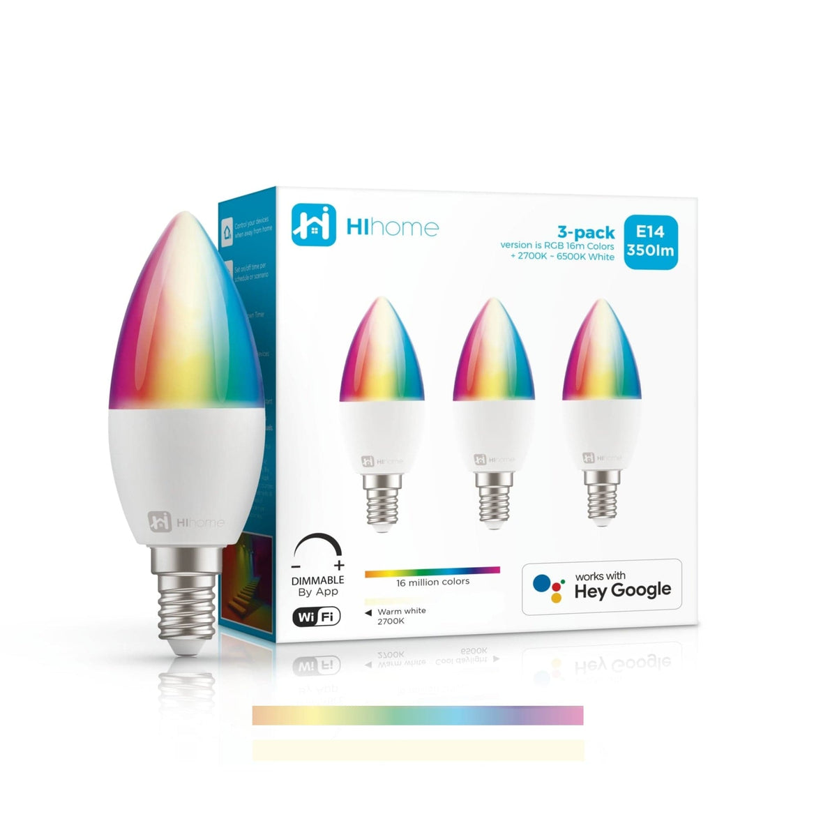 3-Pack Hihome Smart LED WIFI Stearinlys E14