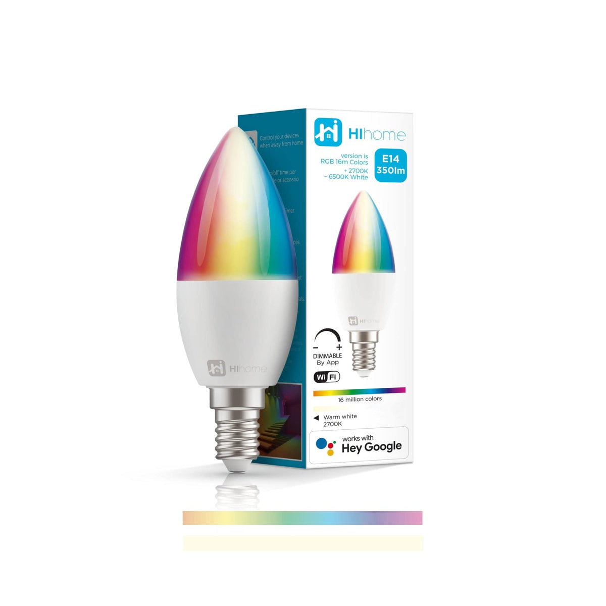 Hihome Smart LED WiFi RGB + Varm hvid (2700K) Candle E14